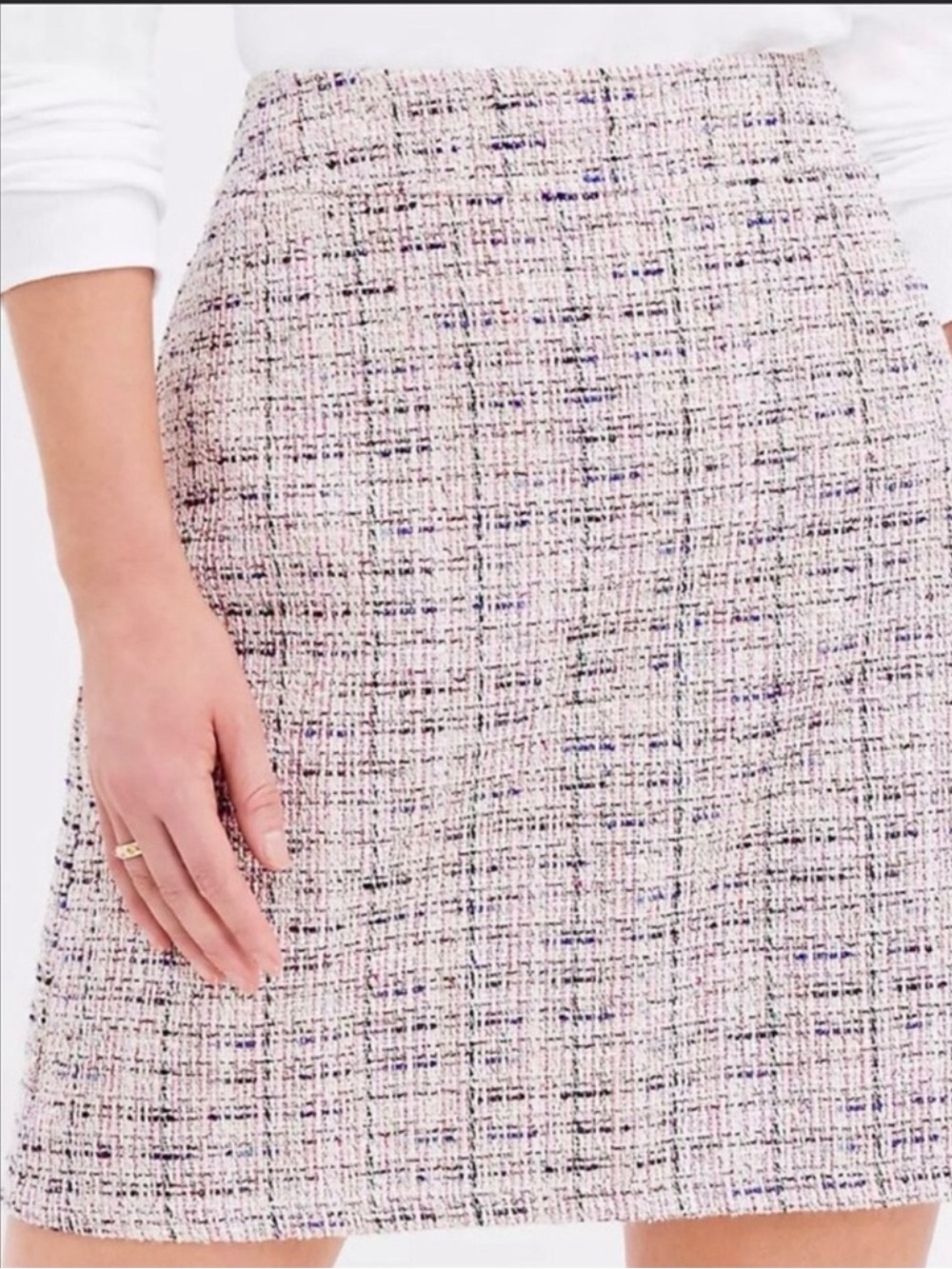 NWT LOFT A-Line Tweed Skirt - Pink and White